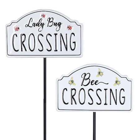 Exhart Exhart Black/White Metal 26 in. H Lady Bug and Bee Crossing Yard Stake, PK12 50968